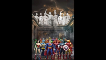 Eine übermächtige Verbindung, die Jahrtausende überbrückt: Marvels und DCs Comichelden vor olympischer Kulisse