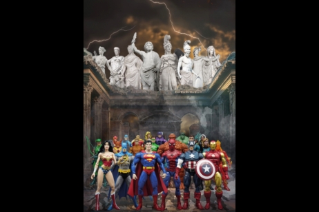 Eine übermächtige Verbindung, die Jahrtausende überbrückt: Marvels und DCs Comichelden vor olympischer Kulisse