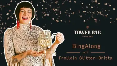 Frollein Glitter-Britta bringt BingAlong in die Tower Bar