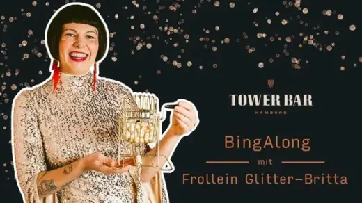 Frollein Glitter-Britta bringt BingAlong in die Tower Bar