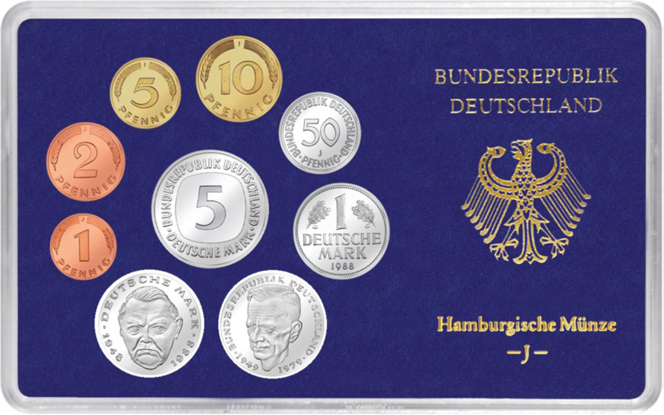 Das offizielle BRD Kursmünzen-Set aus dem Jahrgang 1988
